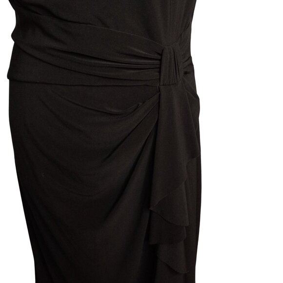 Chaps Size L Dress Sleeveless Little Black Ruched Waist Ruffle Detail - Picture 7 of 10